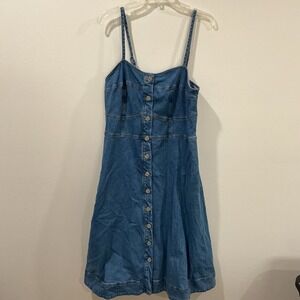 Universal Thread Jeans Womens Corset A-Line Dress 2XL Blue Denim Button Down